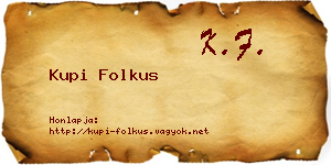 Kupi Folkus névjegykártya